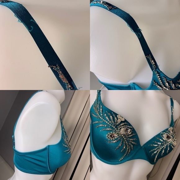Marciano Crystal encrusted turquoise runway bra 32D glamour glitz show - Picture 5 of 8